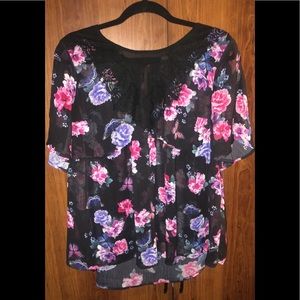 Sexy black and flower blouse-great w dress slacks